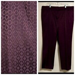 LOFT‎ Outlet Modern Skinny Ankle Pants Plum Geometric Jacquard Size 16 Career